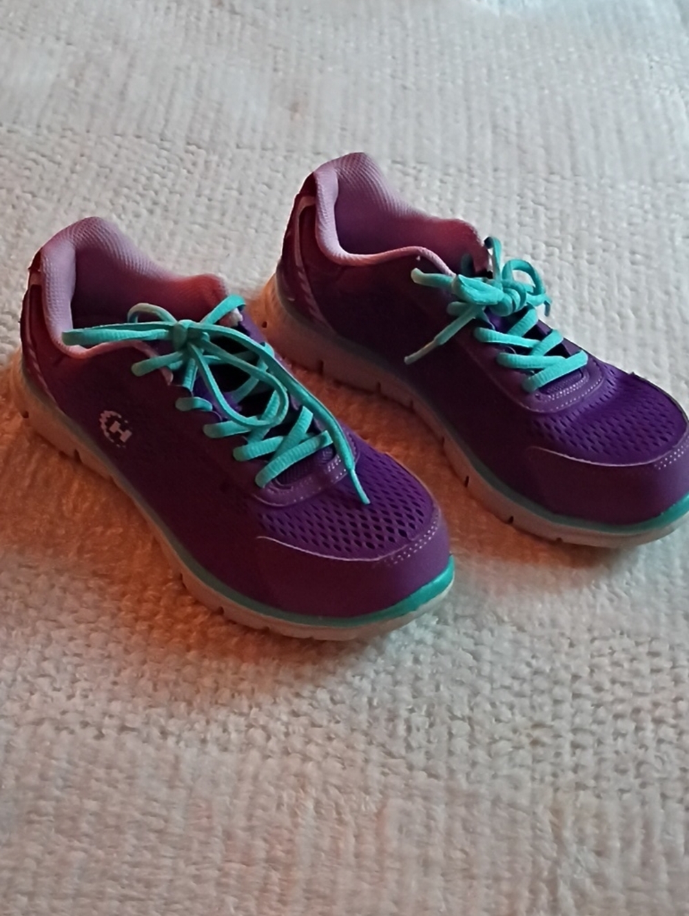 Purple Athletic Sneakers with Teal Accents